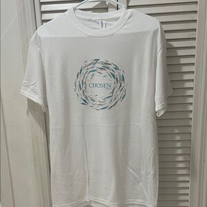 Jerzees White Tee with Blue Graphic